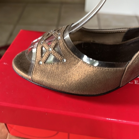 VanEli Slingback Rhinestone Pumps in Dark Gold Leather - Picture 2 of 15